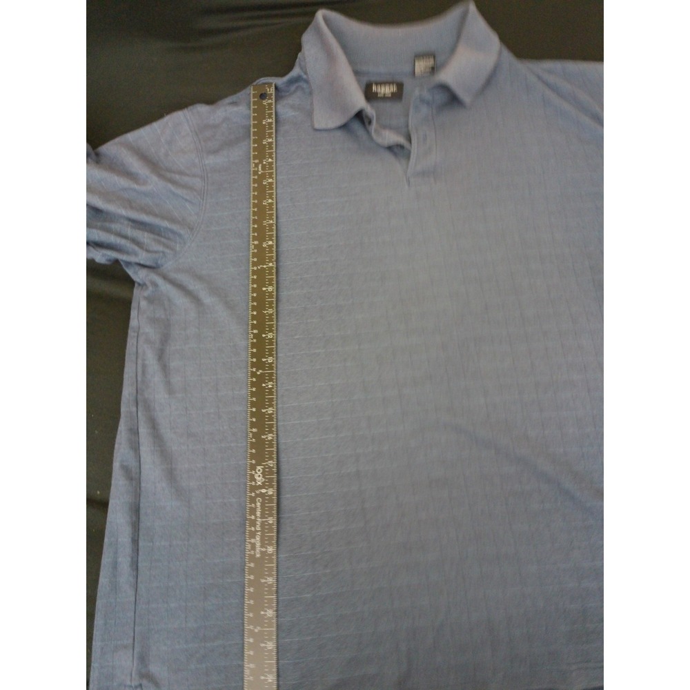 Haggar Polo Shirt Mens Blue Size L Textured Short Sleeve Casual Cotton Blend